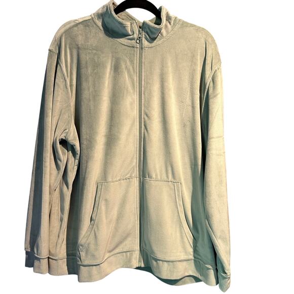 Athletic Works Pale Green Velour Zip up Jacket Size 2X Pockets Track Jacket Gym - Picture 1 of 7